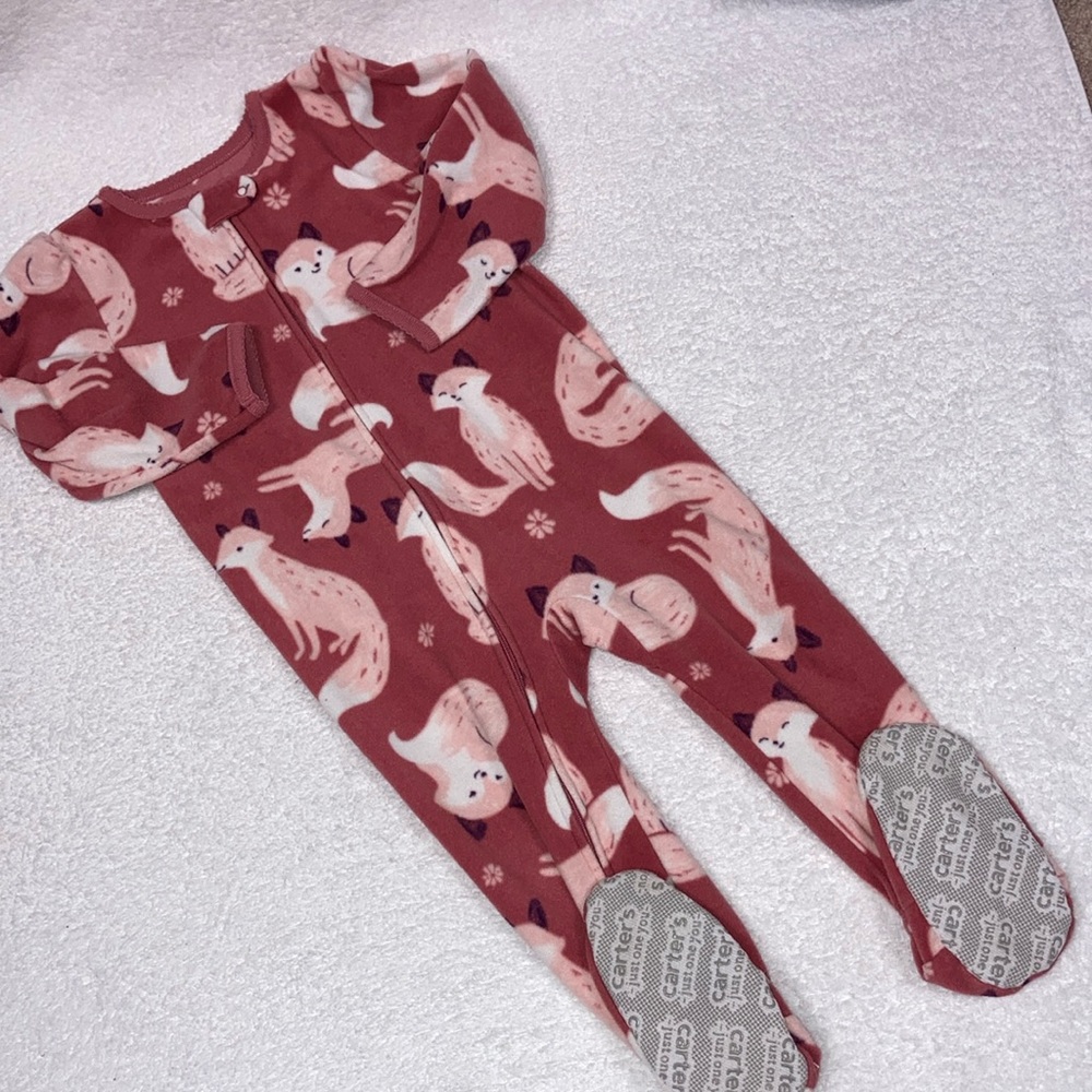 Carters zip fleece fox feetie pajamas 2t